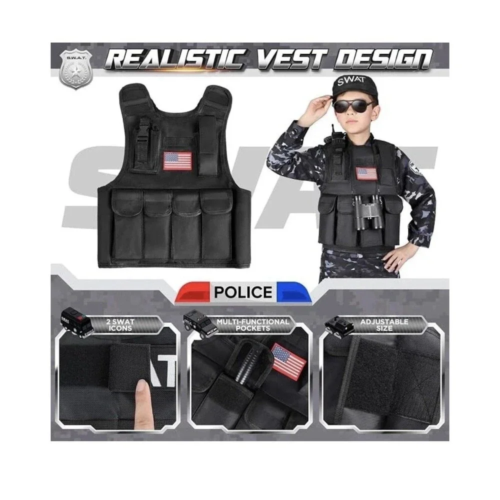 Luucio SWAT Police Officer Costume for Kids w Accessories XL Halloween Costume